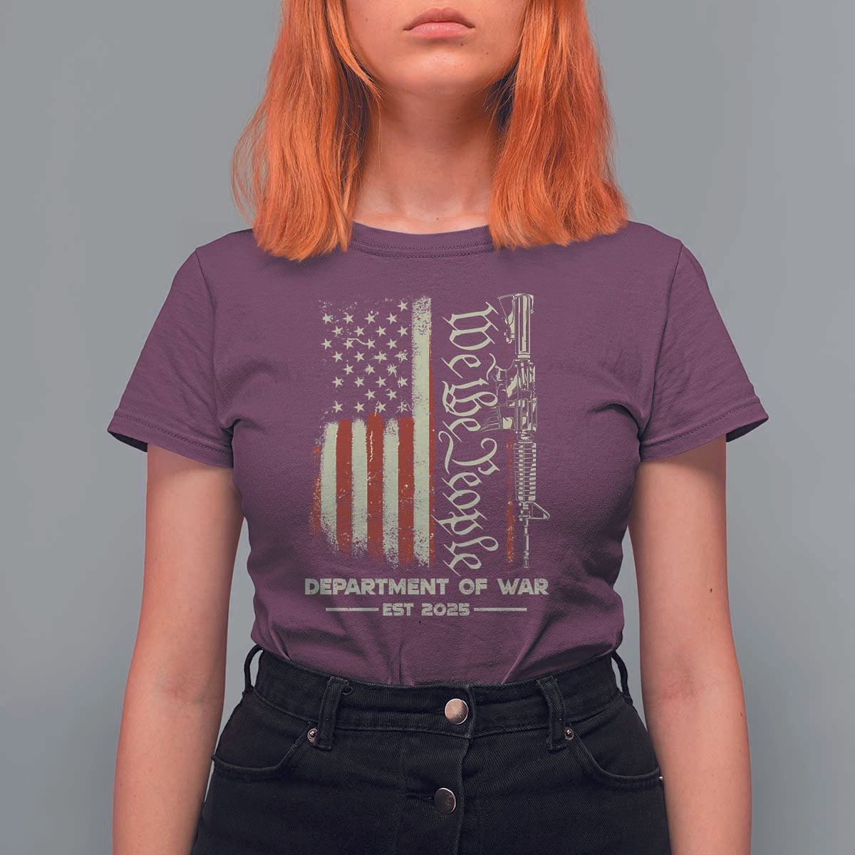 Department of War Est 2025 T Shirt For Women We The People Rifle American Flag Patriotic 2A Statement - Wonder Print Shop