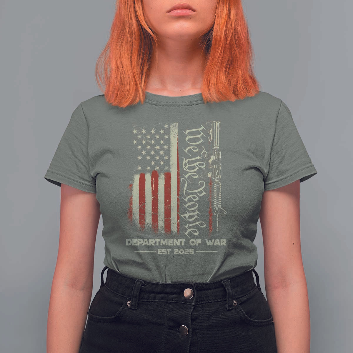 Department of War Est 2025 T Shirt For Women We The People Rifle American Flag Patriotic 2A Statement - Wonder Print Shop