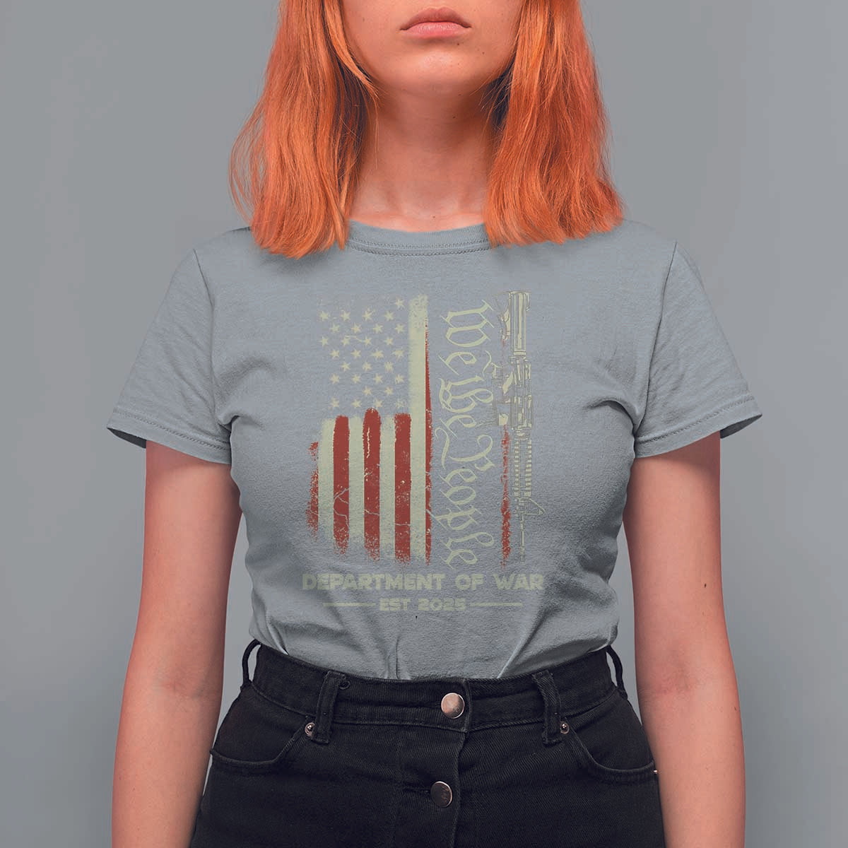 Department of War Est 2025 T Shirt For Women We The People Rifle American Flag Patriotic 2A Statement - Wonder Print Shop