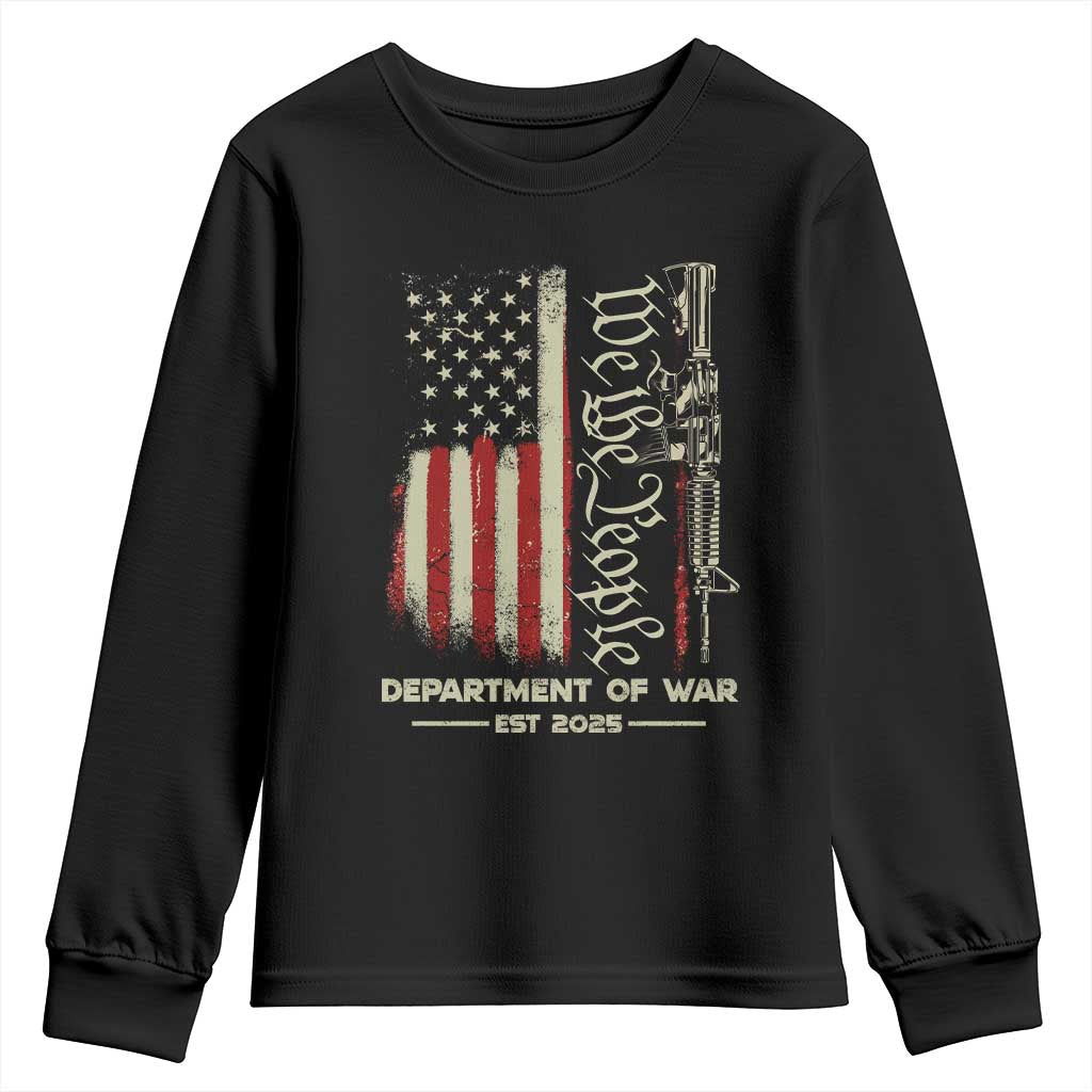 Department of War Est 2025 Youth Sweatshirt We The People Rifle American Flag Patriotic 2A Statement - Wonder Print Shop