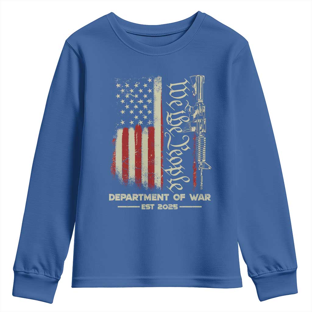 Department of War Est 2025 Youth Sweatshirt We The People Rifle American Flag Patriotic 2A Statement - Wonder Print Shop