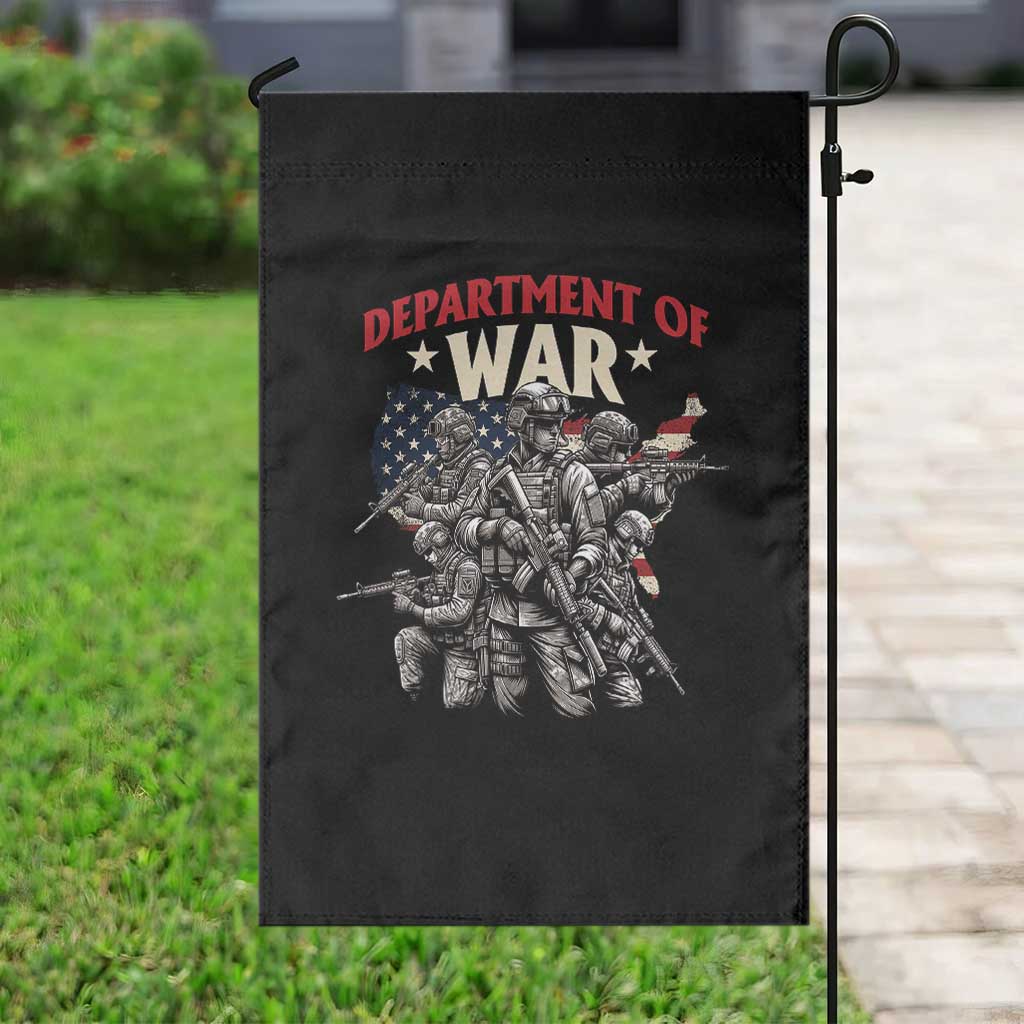Department of War Est 2025 Garden Flag Patriotic Combat Squad Tactical Soldiers Graphic - Wonder Print Shop
