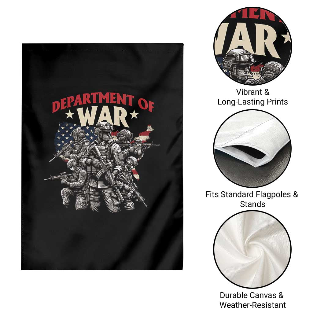 Department of War Est 2025 Garden Flag Patriotic Combat Squad Tactical Soldiers Graphic - Wonder Print Shop