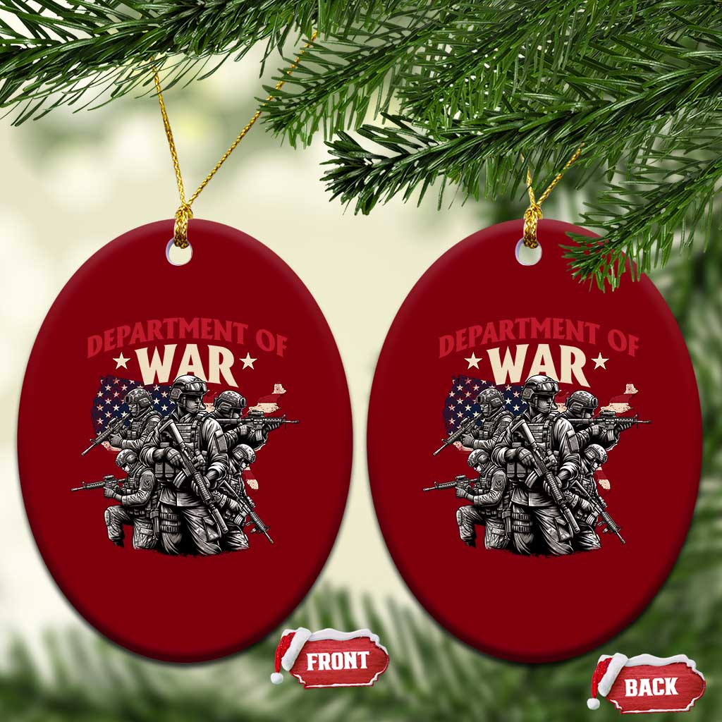 Department of War Est 2025 Ceramic Ornament Patriotic Combat Squad Tactical Soldiers Graphic - Wonder Print Shop