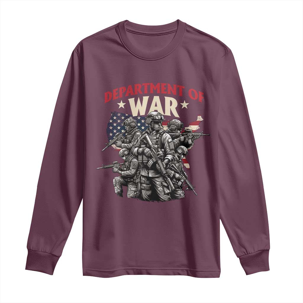 Department of War Est 2025 Long Sleeve Shirt Patriotic Combat Squad Tactical Soldiers Graphic - Wonder Print Shop