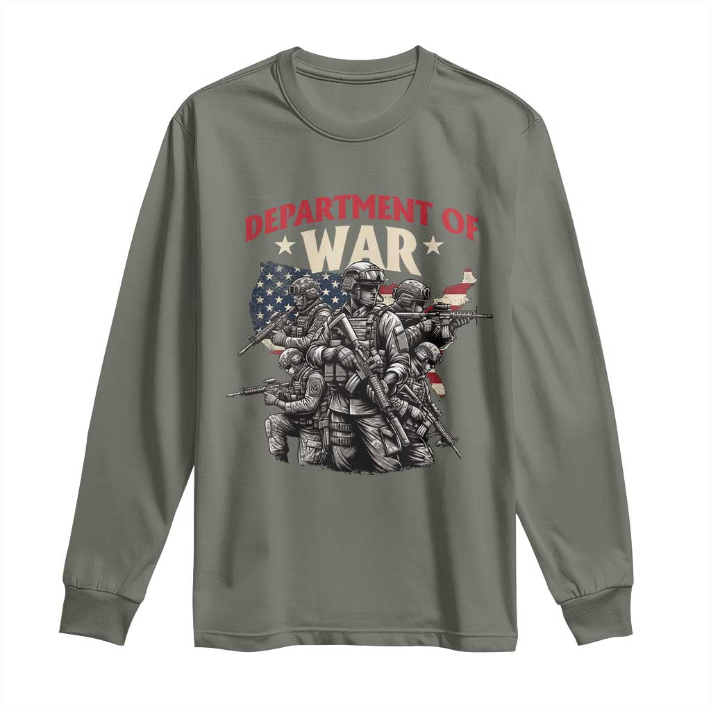 Department of War Est 2025 Long Sleeve Shirt Patriotic Combat Squad Tactical Soldiers Graphic - Wonder Print Shop