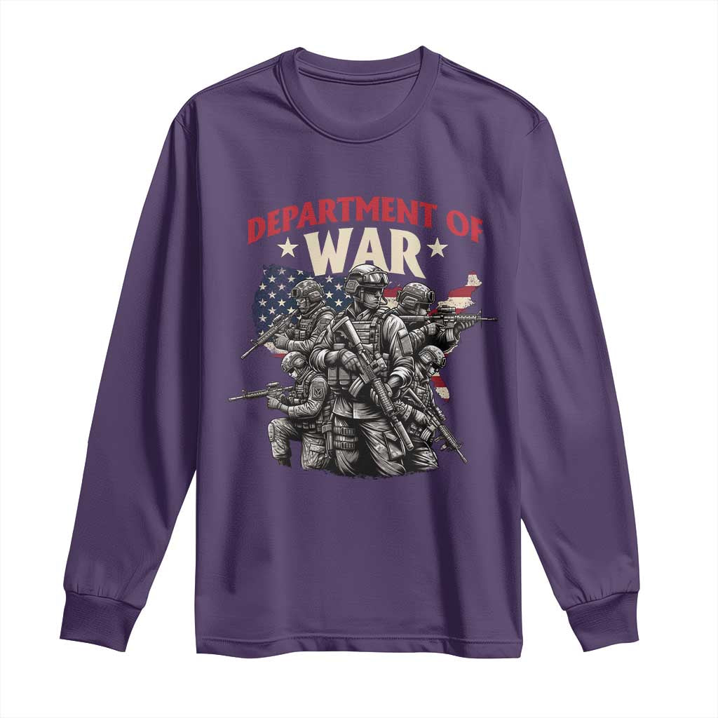 Department of War Est 2025 Long Sleeve Shirt Patriotic Combat Squad Tactical Soldiers Graphic - Wonder Print Shop