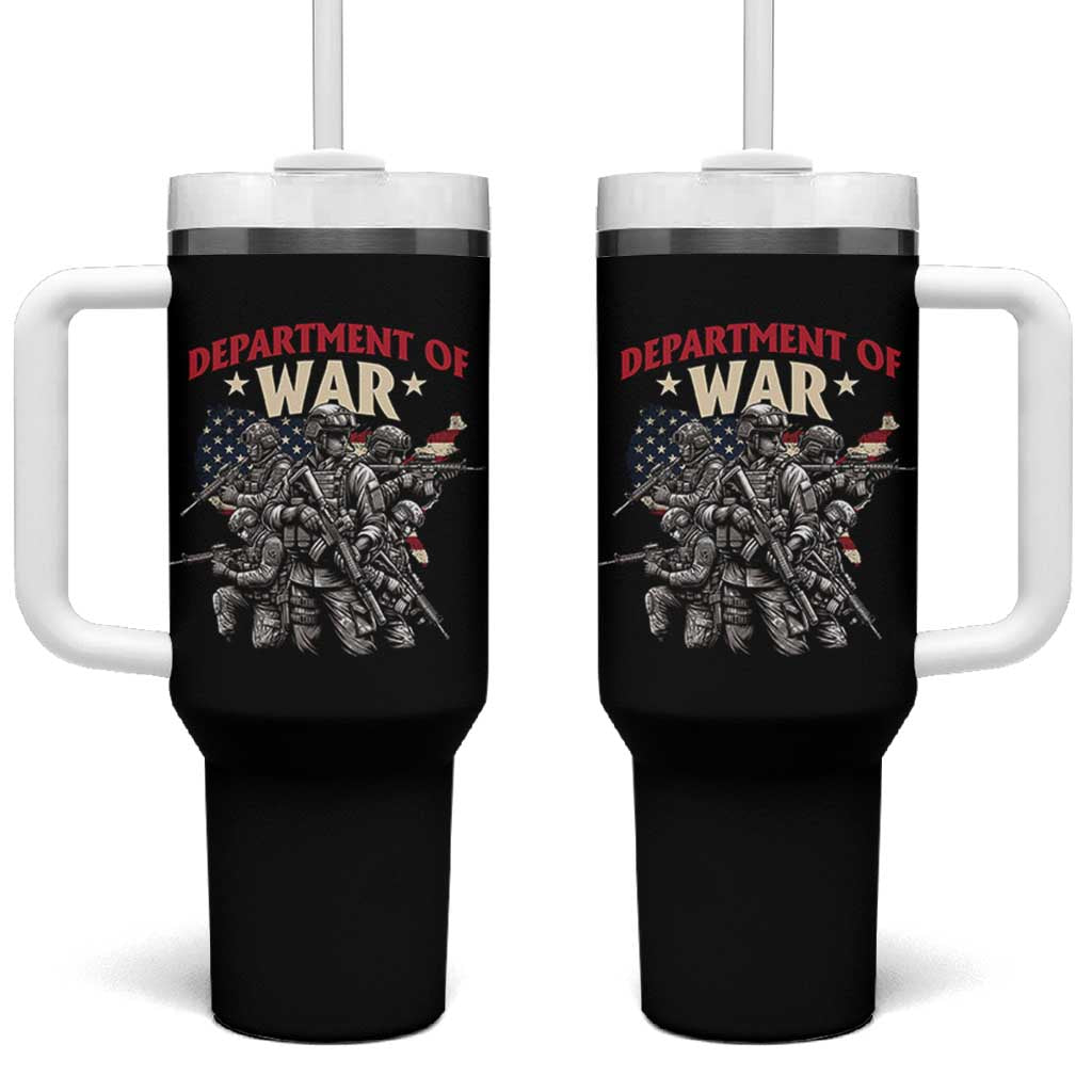 Department of War Est 2025 Tumbler With Handle Patriotic Combat Squad Tactical Soldiers Graphic - Wonder Print Shop