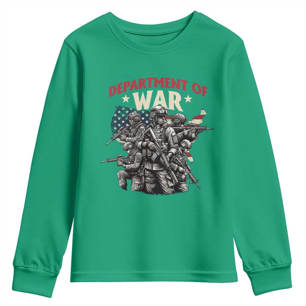 Department of War Est 2025 Youth Sweatshirt Patriotic Combat Squad Tactical Soldiers Graphic - Wonder Print Shop