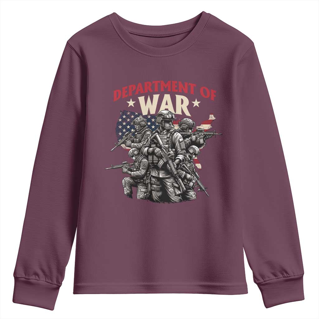 Department of War Est 2025 Youth Sweatshirt Patriotic Combat Squad Tactical Soldiers Graphic - Wonder Print Shop