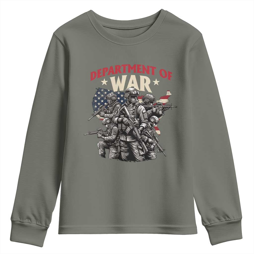 Department of War Est 2025 Youth Sweatshirt Patriotic Combat Squad Tactical Soldiers Graphic - Wonder Print Shop