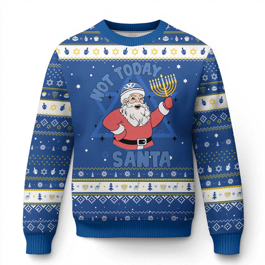 Not Today Santa Hanukkah Ugly Sweater Chanukah Jewish Festival Jew - Wonder Print Shop