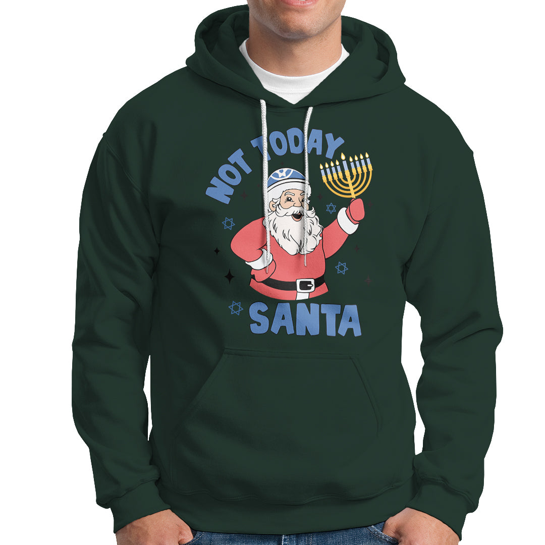 Santa Hanukkah Hoodie Not Today Santa Chanukah Jewish Festival Jew Hanukkah - Wonder Print Shop