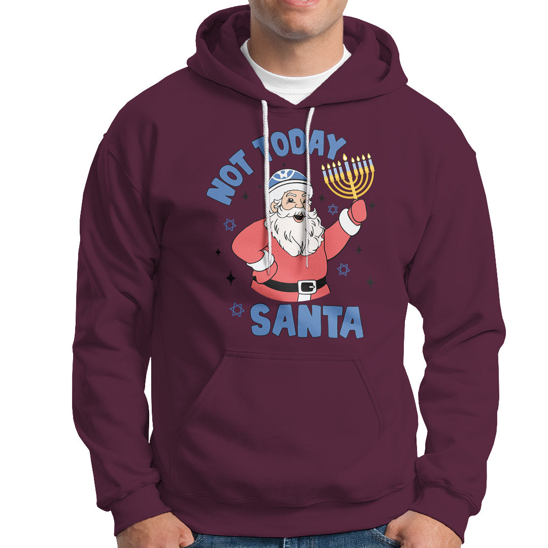 Santa Hanukkah Hoodie Not Today Santa Chanukah Jewish Festival Jew Hanukkah - Wonder Print Shop