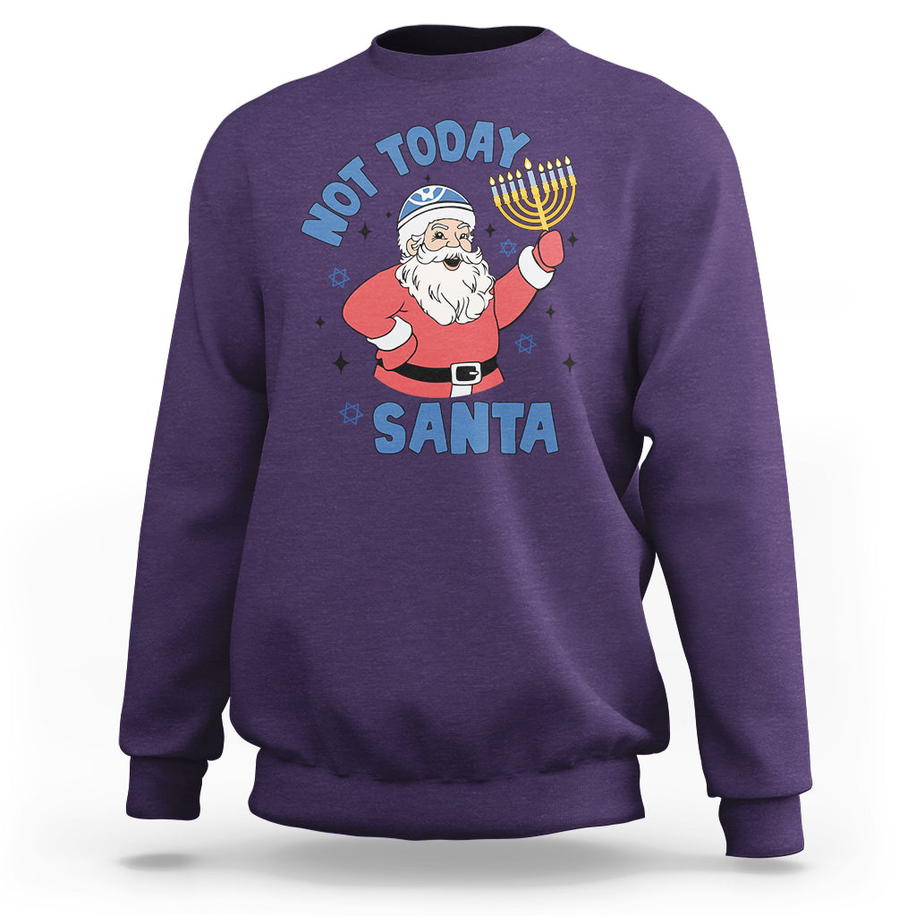 Santa Hanukkah Sweatshirt Not Today Santa Chanukah Jewish Festival Jew Hanukkah - Wonder Print Shop
