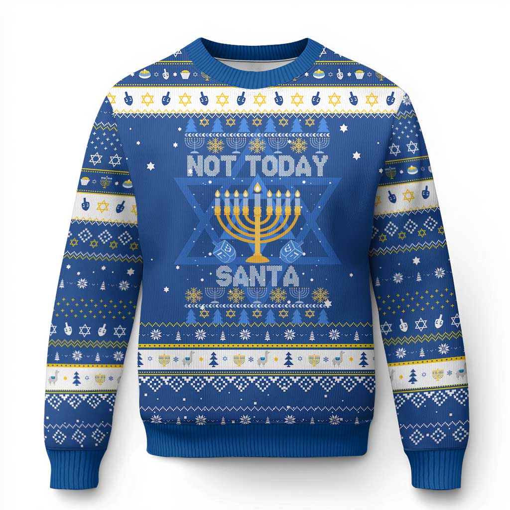 Not Today Santa Hanukkah Ugly Sweater Not Today Santa Chanukah Jewish Festival Jew - Wonder Print Shop