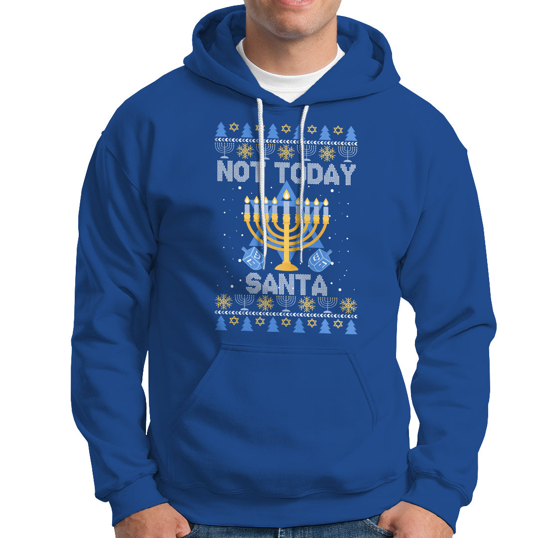 Ugly Hanukkah Hoodie Not Today Santa Chanukah Jewish Festival Jew Ugly Hanukkah - Wonder Print Shop