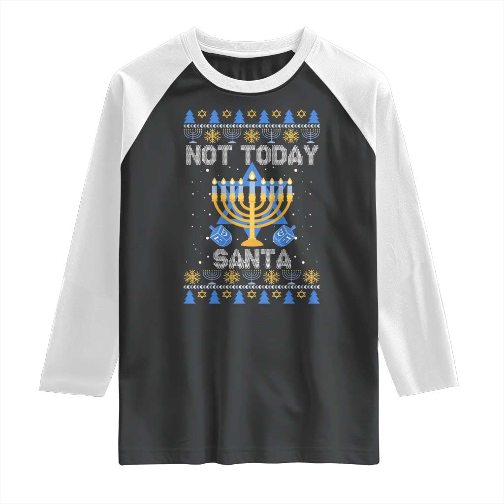 Ugly Sweater Hanukkah Raglan Shirt Not Today Santa Chanukah Jewish Festival Jew