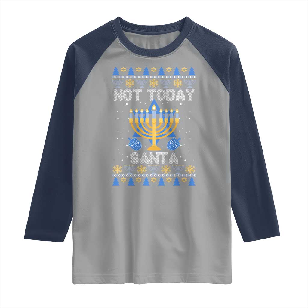 Ugly Sweater Hanukkah Raglan Shirt Not Today Santa Chanukah Jewish Festival Jew