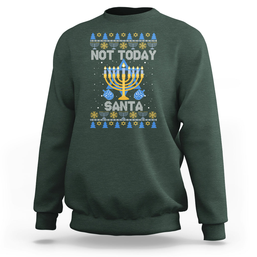 Ugly Hanukkah Sweatshirt Not Today Santa Chanukah Jewish Festival Jew Ugly Hanukkah - Wonder Print Shop