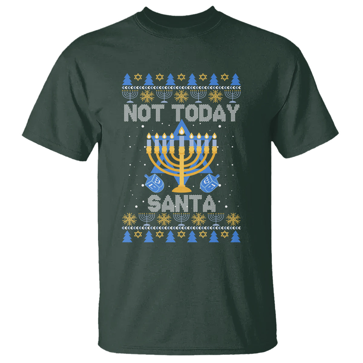 Ugly Hanukkah T Shirt Not Today Santa Chanukah Jewish Festival Jew Ugly Hanukkah - Wonder Print Shop