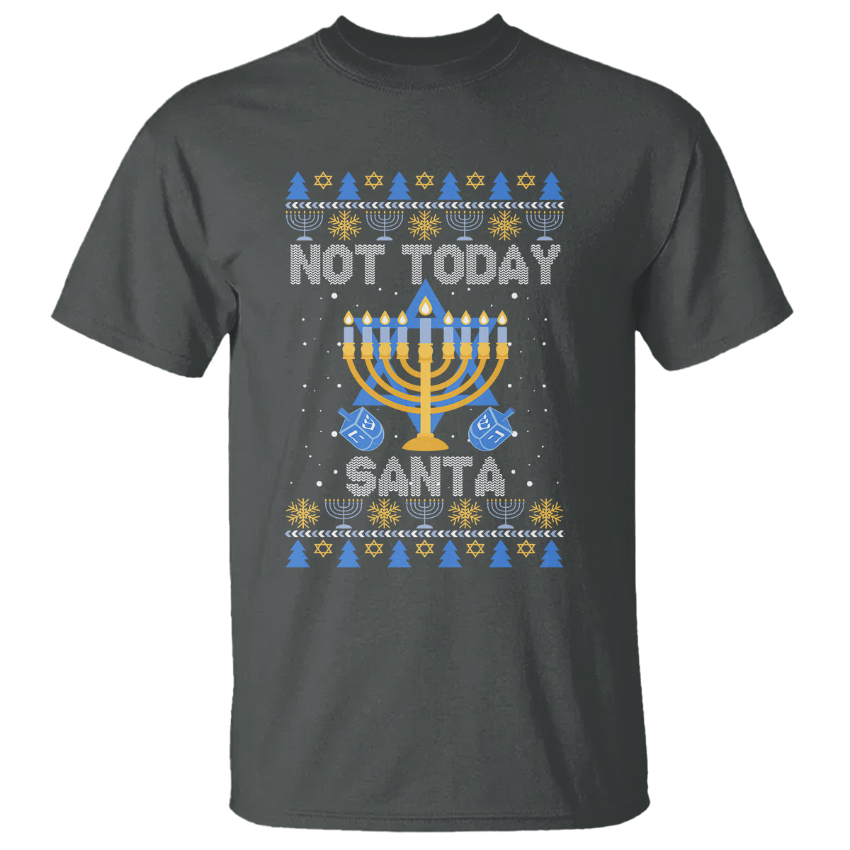 Ugly Hanukkah T Shirt Not Today Santa Chanukah Jewish Festival Jew Ugly Hanukkah - Wonder Print Shop
