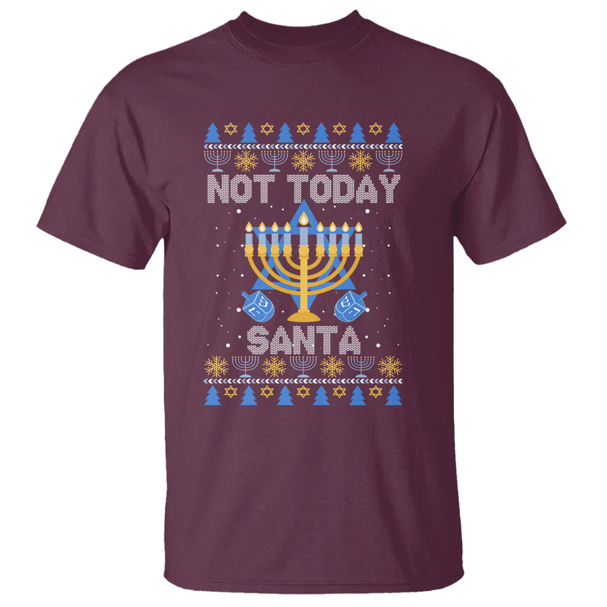 Ugly Hanukkah T Shirt Not Today Santa Chanukah Jewish Festival Jew Ugly Hanukkah - Wonder Print Shop
