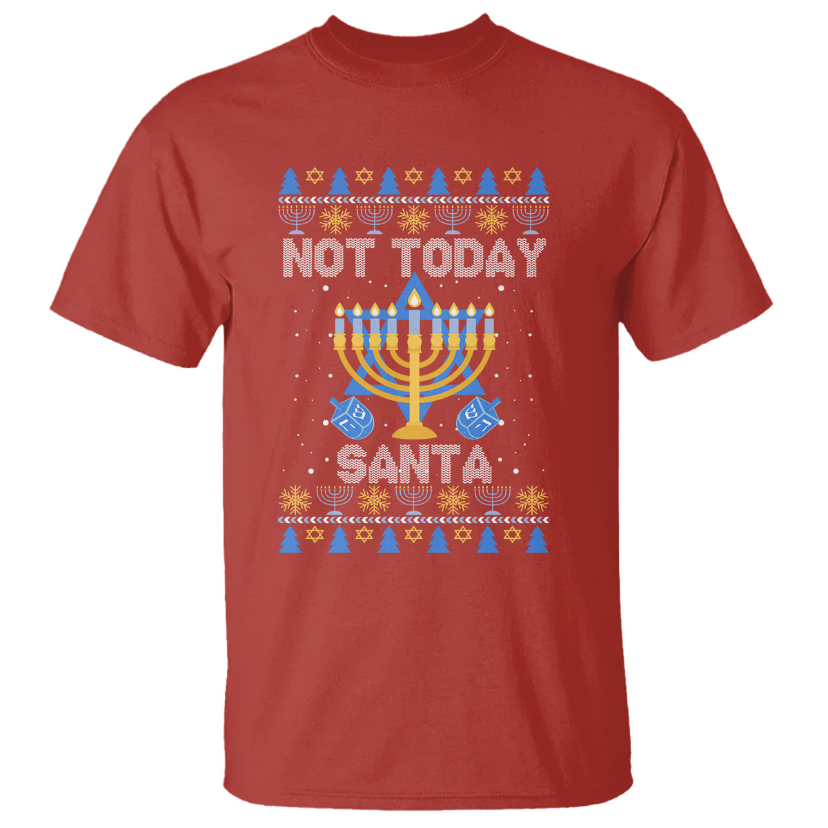 Ugly Hanukkah T Shirt Not Today Santa Chanukah Jewish Festival Jew Ugly Hanukkah - Wonder Print Shop