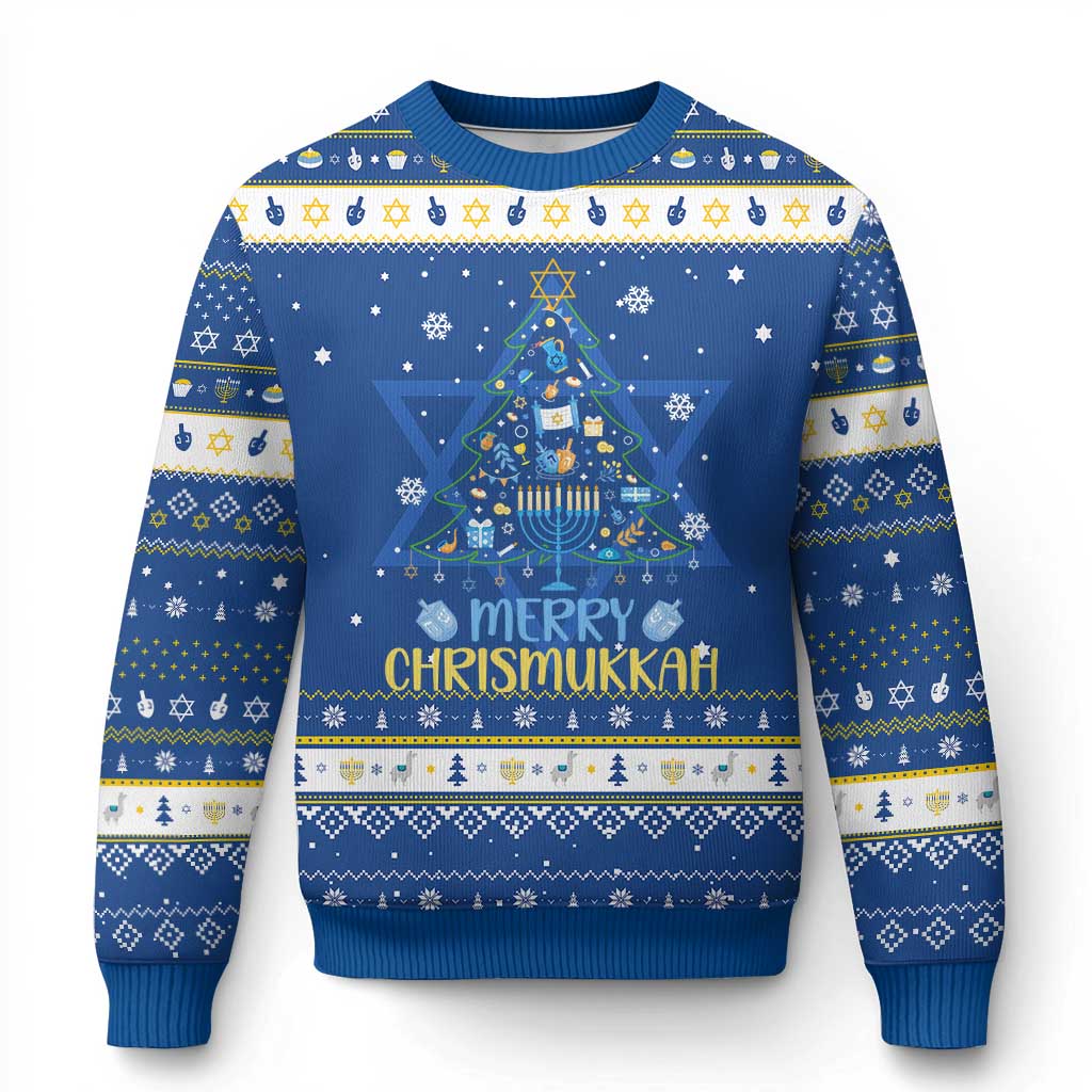 Merry Chrismukkah Hanukkah Ugly Sweater Jewish Christmas Tree Chanukah - Wonder Print Shop