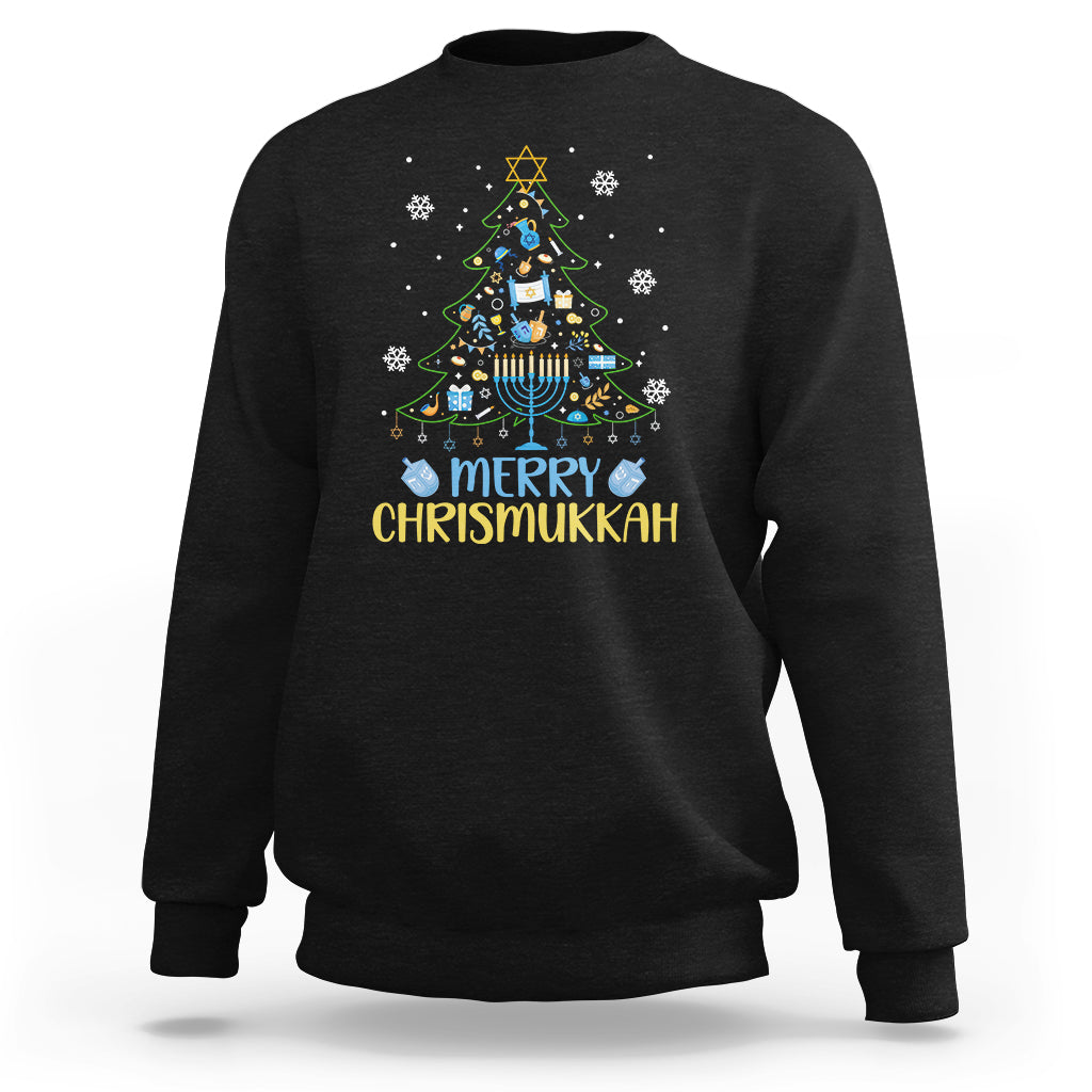 Christmas Hanukkah Sweatshirt Merry Christmukkah Jewish Christmas Tree Chanukah Hanukkah - Wonder Print Shop