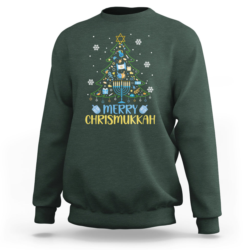 Christmas Hanukkah Sweatshirt Merry Christmukkah Jewish Christmas Tree Chanukah Hanukkah - Wonder Print Shop