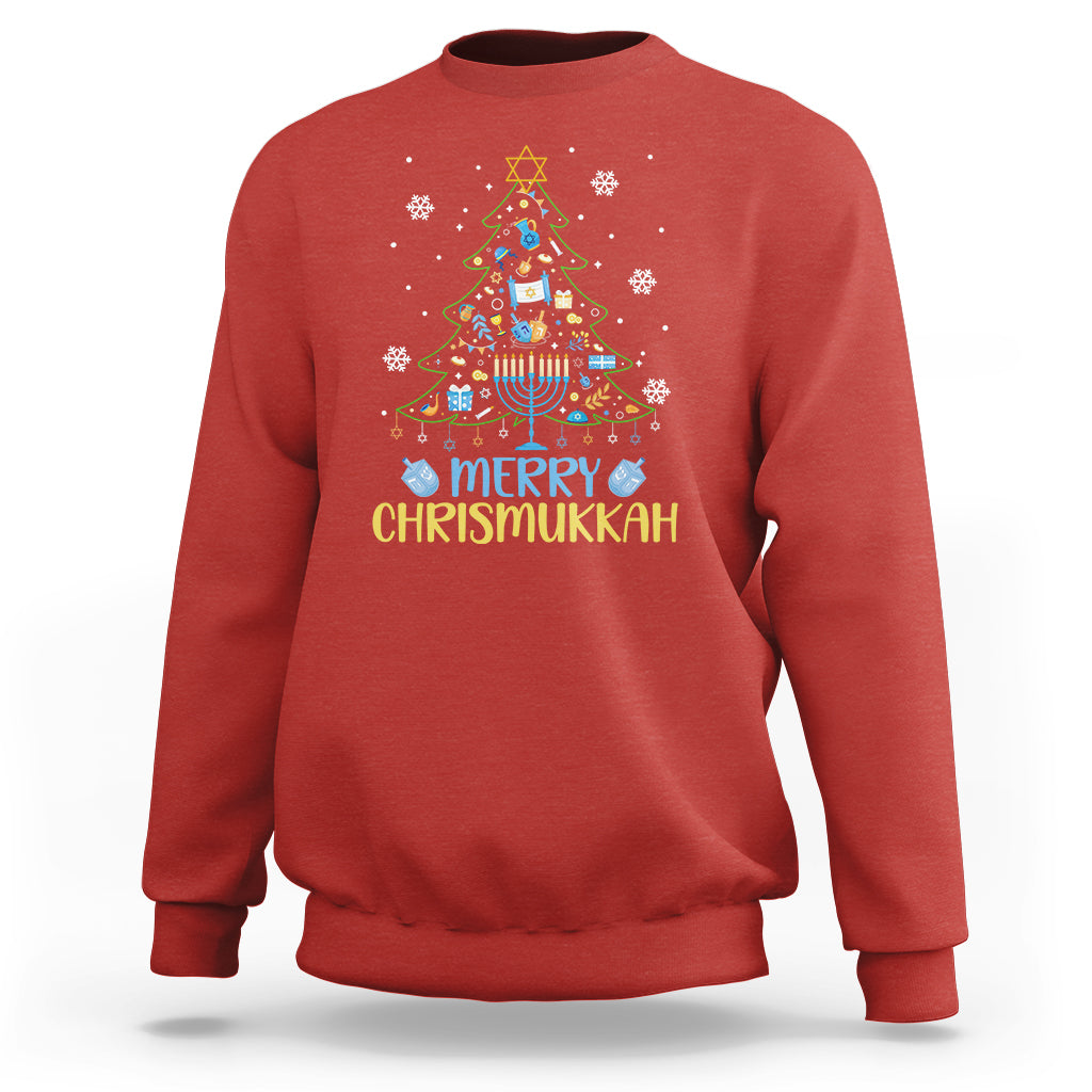 Christmas Hanukkah Sweatshirt Merry Christmukkah Jewish Christmas Tree Chanukah Hanukkah - Wonder Print Shop
