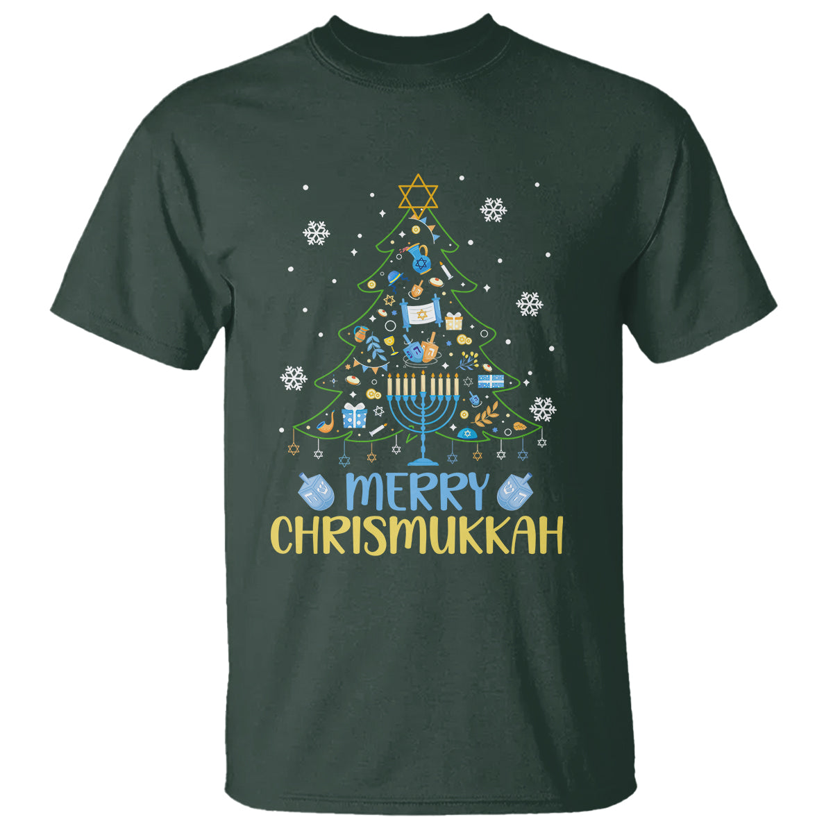 Christmas Hanukkah T Shirt Merry Christmukkah Jewish Christmas Tree Chanukah Hanukkah - Wonder Print Shop