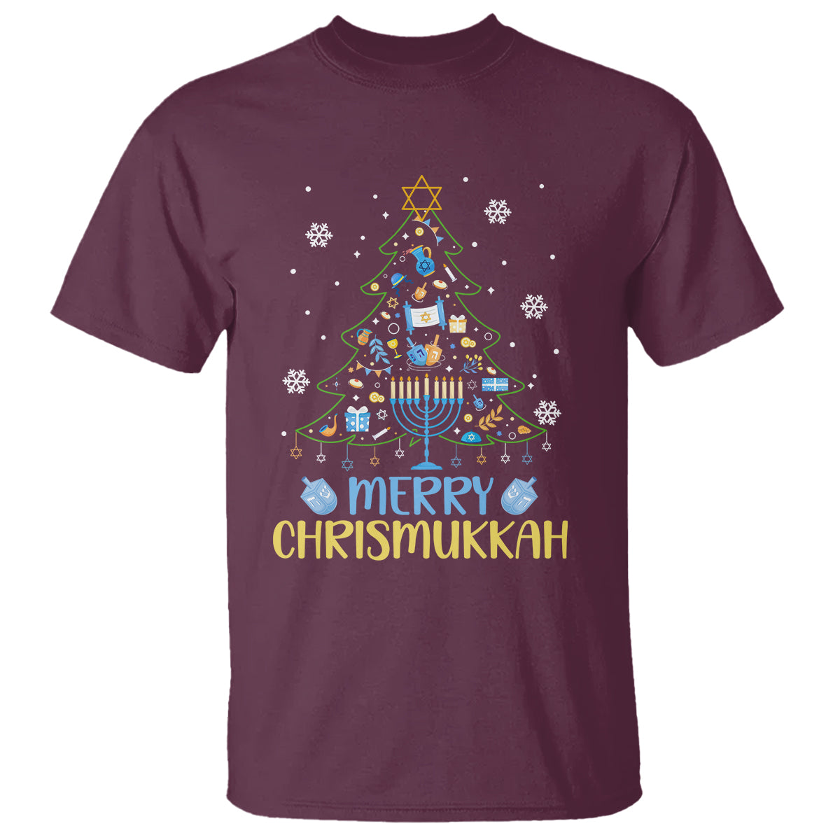 Christmas Hanukkah T Shirt Merry Christmukkah Jewish Christmas Tree Chanukah Hanukkah - Wonder Print Shop
