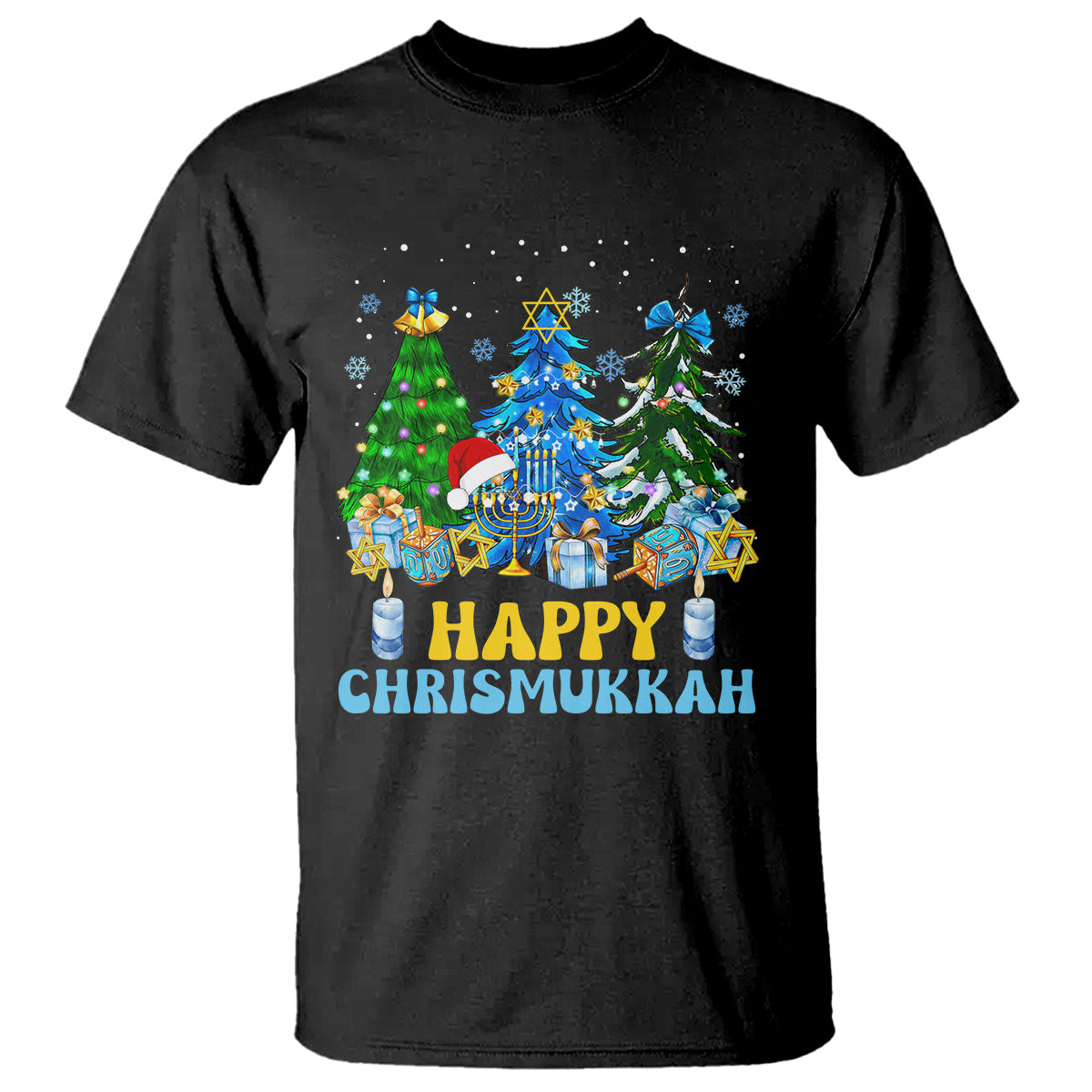 Christmas Hanukkah T Shirt Merry Christmukkah Jewish Christmas Trees Chanukah Hanukkah - Wonder Print Shop