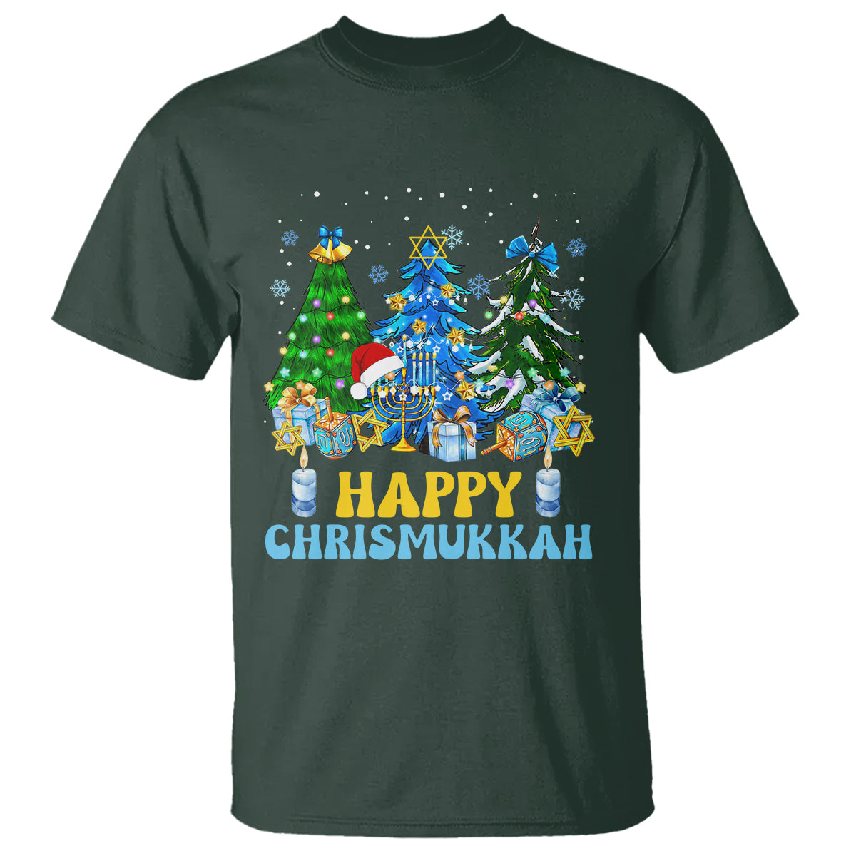 Christmas Hanukkah T Shirt Merry Christmukkah Jewish Christmas Trees Chanukah Hanukkah - Wonder Print Shop