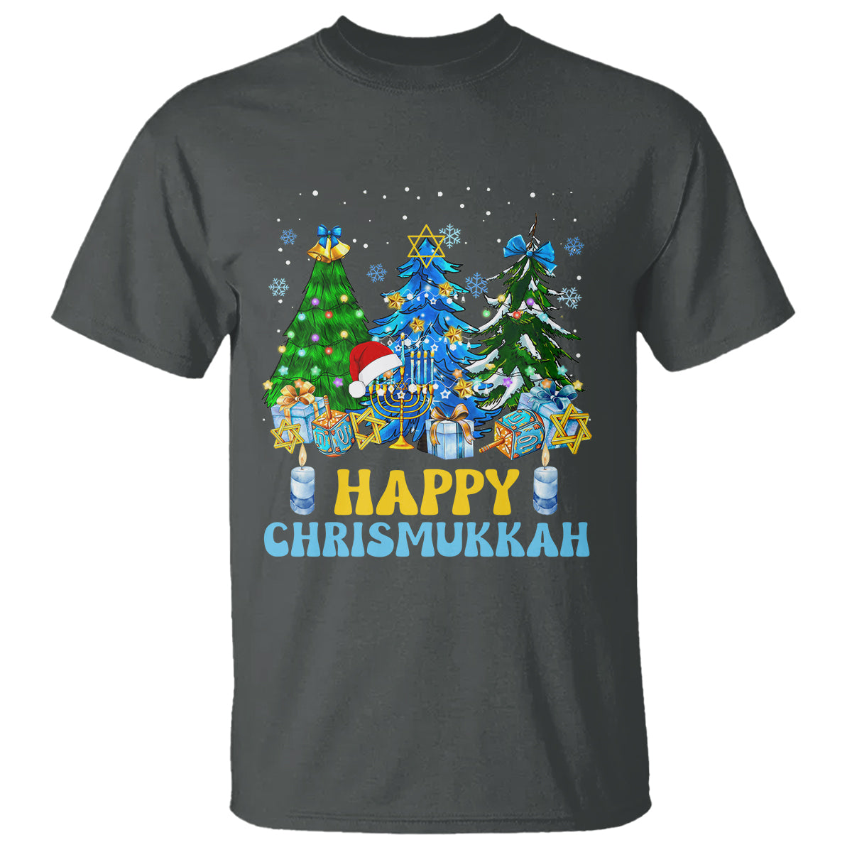 Christmas Hanukkah T Shirt Merry Christmukkah Jewish Christmas Trees Chanukah Hanukkah - Wonder Print Shop