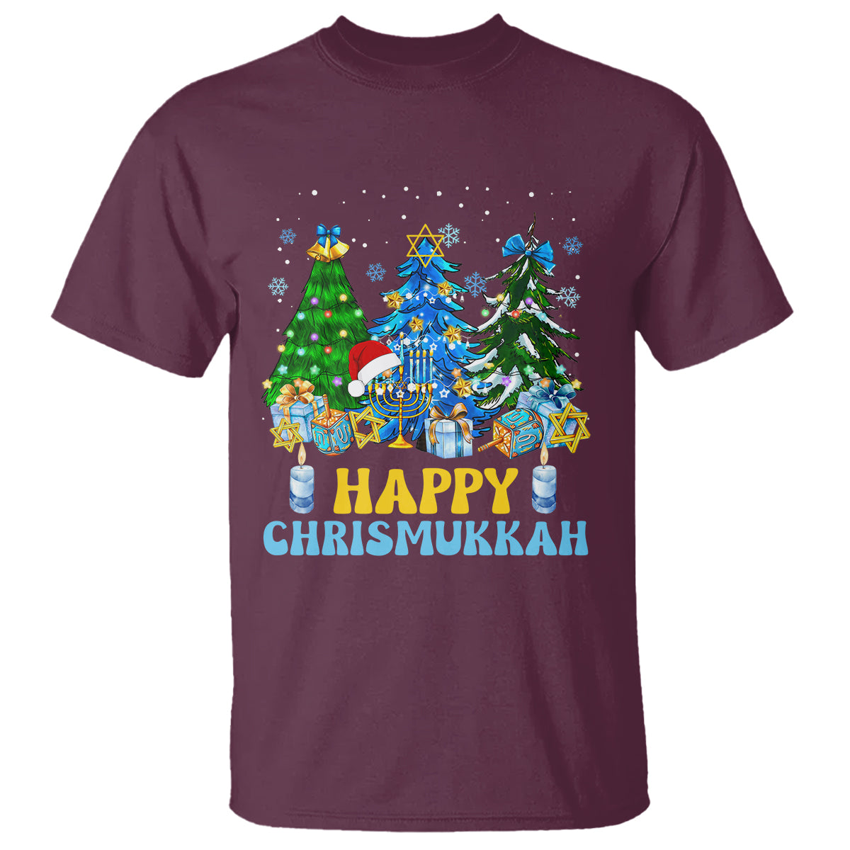 Christmas Hanukkah T Shirt Merry Christmukkah Jewish Christmas Trees Chanukah Hanukkah - Wonder Print Shop