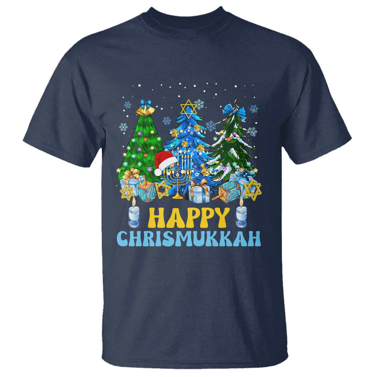 Christmas Hanukkah T Shirt Merry Christmukkah Jewish Christmas Trees Chanukah Hanukkah - Wonder Print Shop