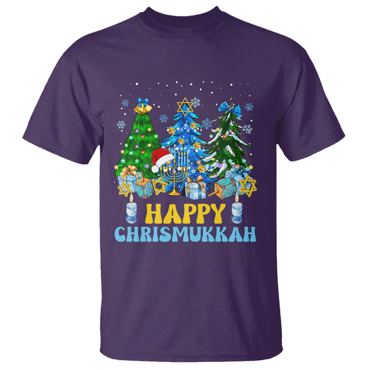 Christmas Hanukkah T Shirt Merry Christmukkah Jewish Christmas Trees Chanukah Hanukkah - Wonder Print Shop