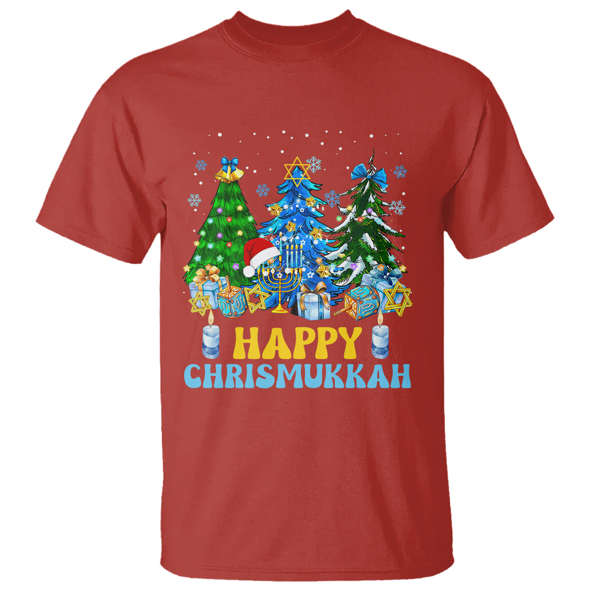Christmas Hanukkah T Shirt Merry Christmukkah Jewish Christmas Trees Chanukah Hanukkah - Wonder Print Shop