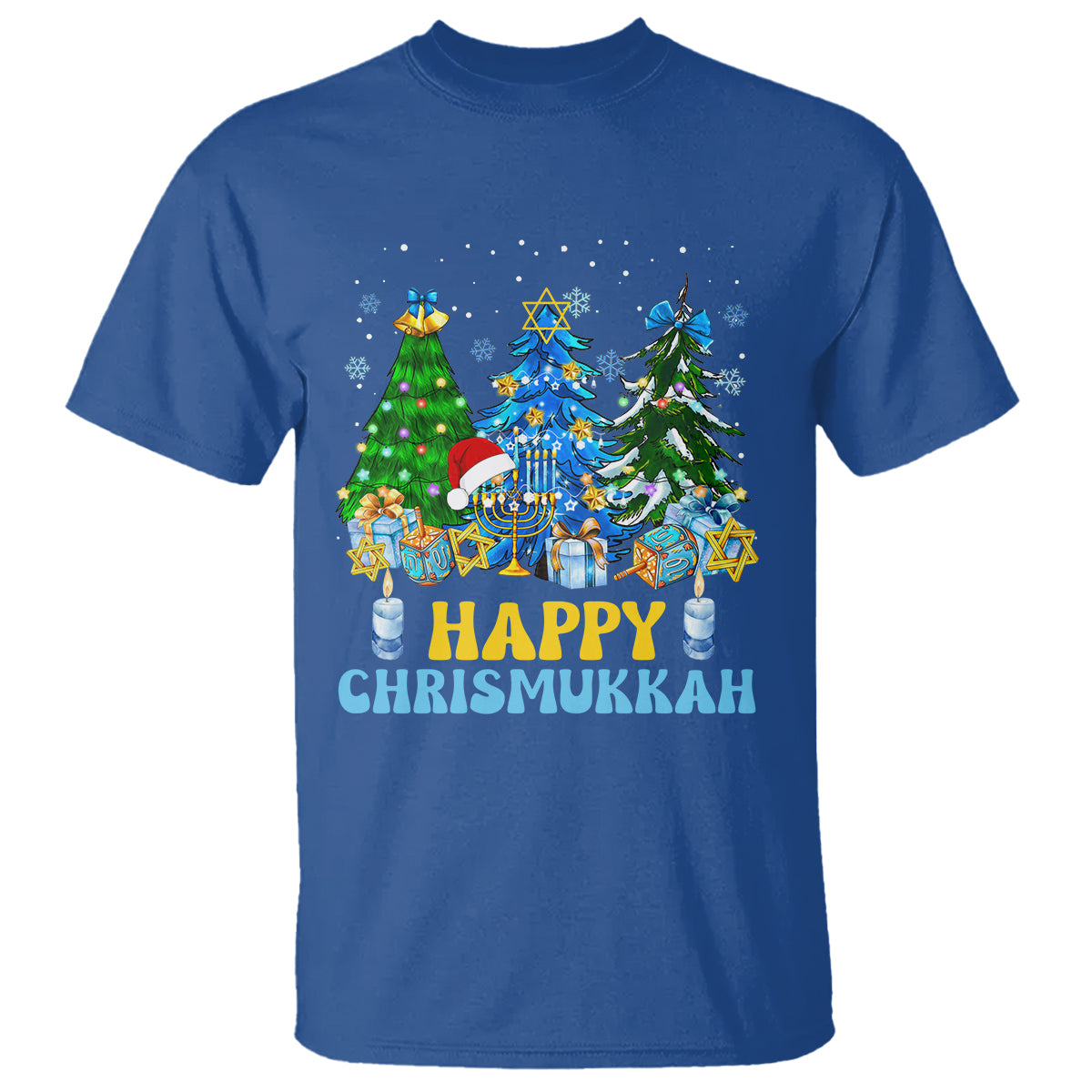 Christmas Hanukkah T Shirt Merry Christmukkah Jewish Christmas Trees Chanukah Hanukkah - Wonder Print Shop