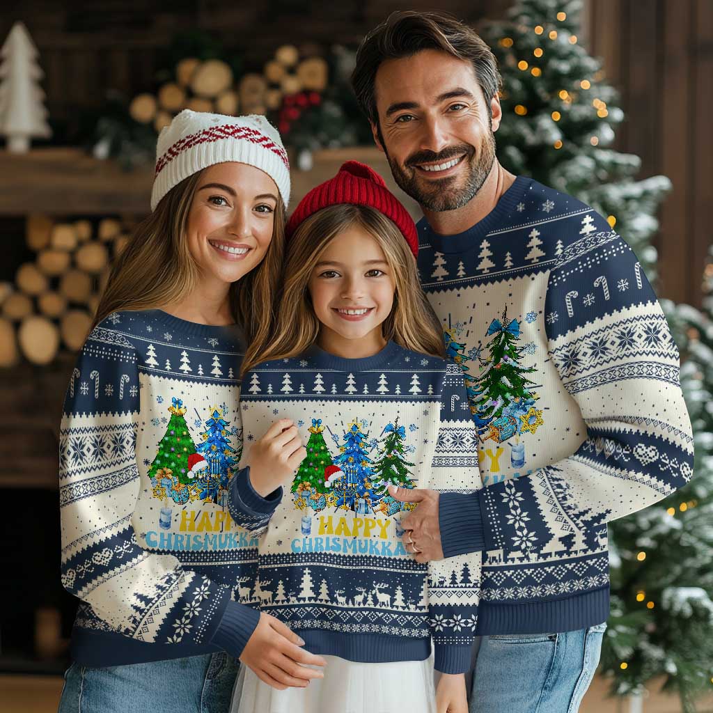 Christmas Hanukkah Ugly Christmas Sweater Merry Christmukkah Jewish Christmas Trees Chanukah - Wonder Print Shop
