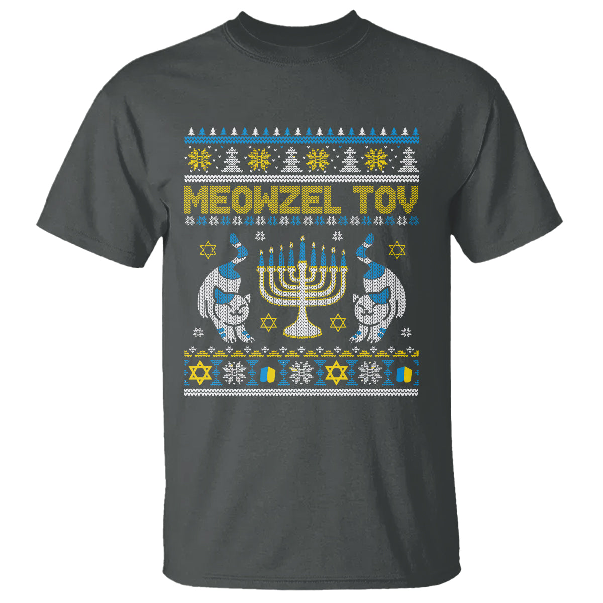 Hanukkah Cat T Shirt Meowzel Tov Funny Chanukah Jewish Cat Owner Ugly Hanukkah - Wonder Print Shop