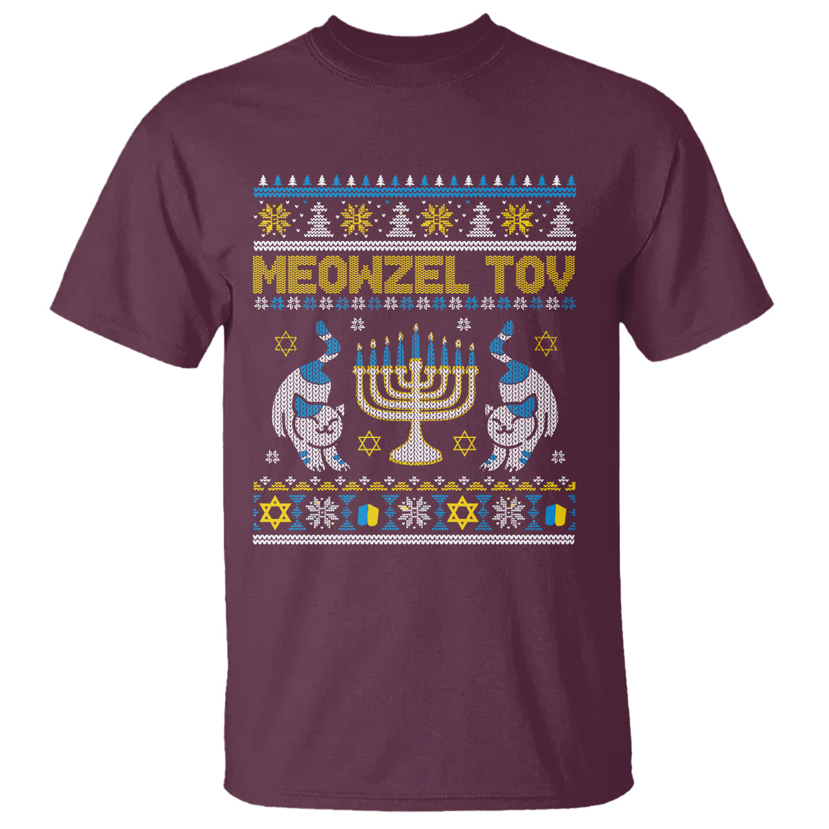 Hanukkah Cat T Shirt Meowzel Tov Funny Chanukah Jewish Cat Owner Ugly Hanukkah - Wonder Print Shop