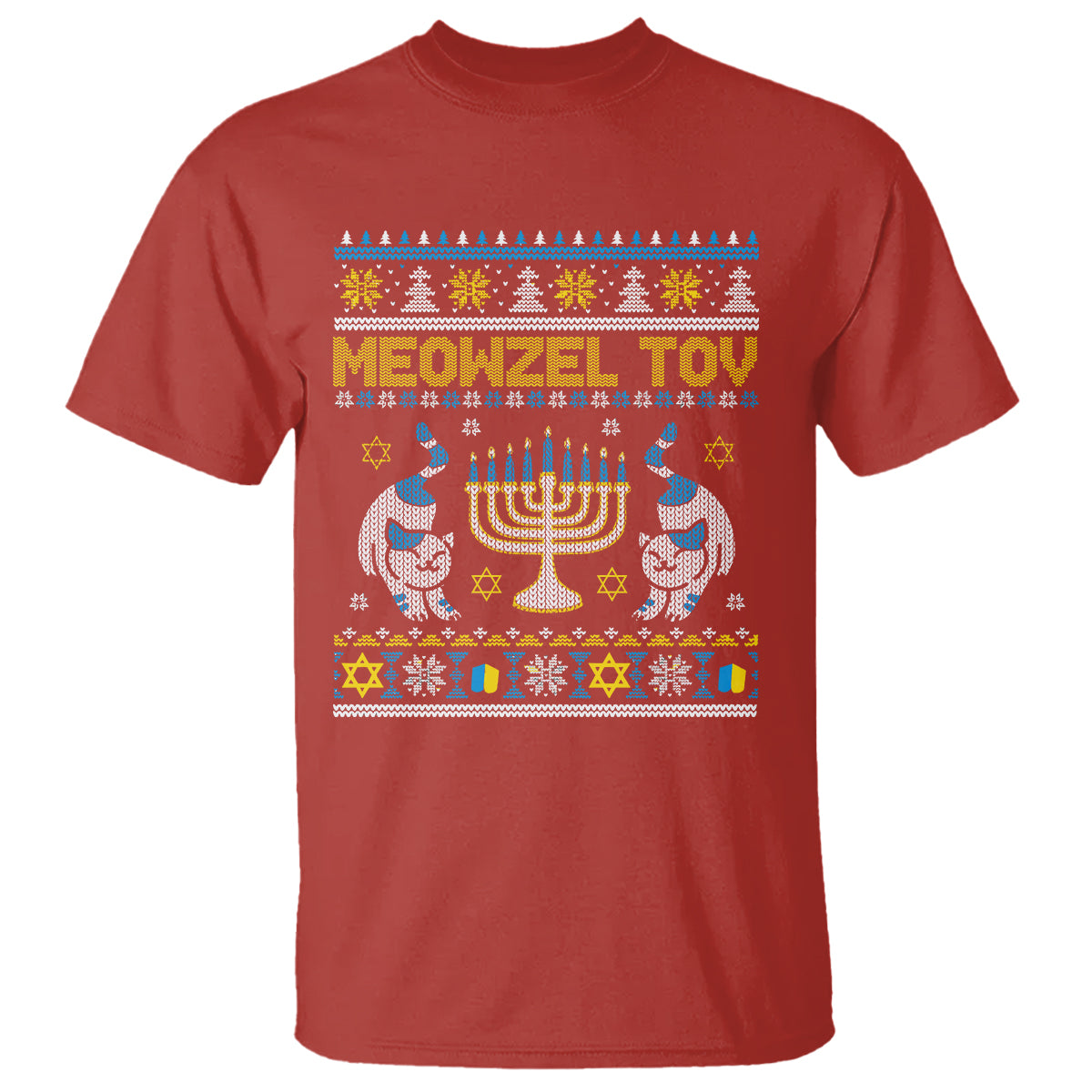Hanukkah Cat T Shirt Meowzel Tov Funny Chanukah Jewish Cat Owner Ugly Hanukkah - Wonder Print Shop
