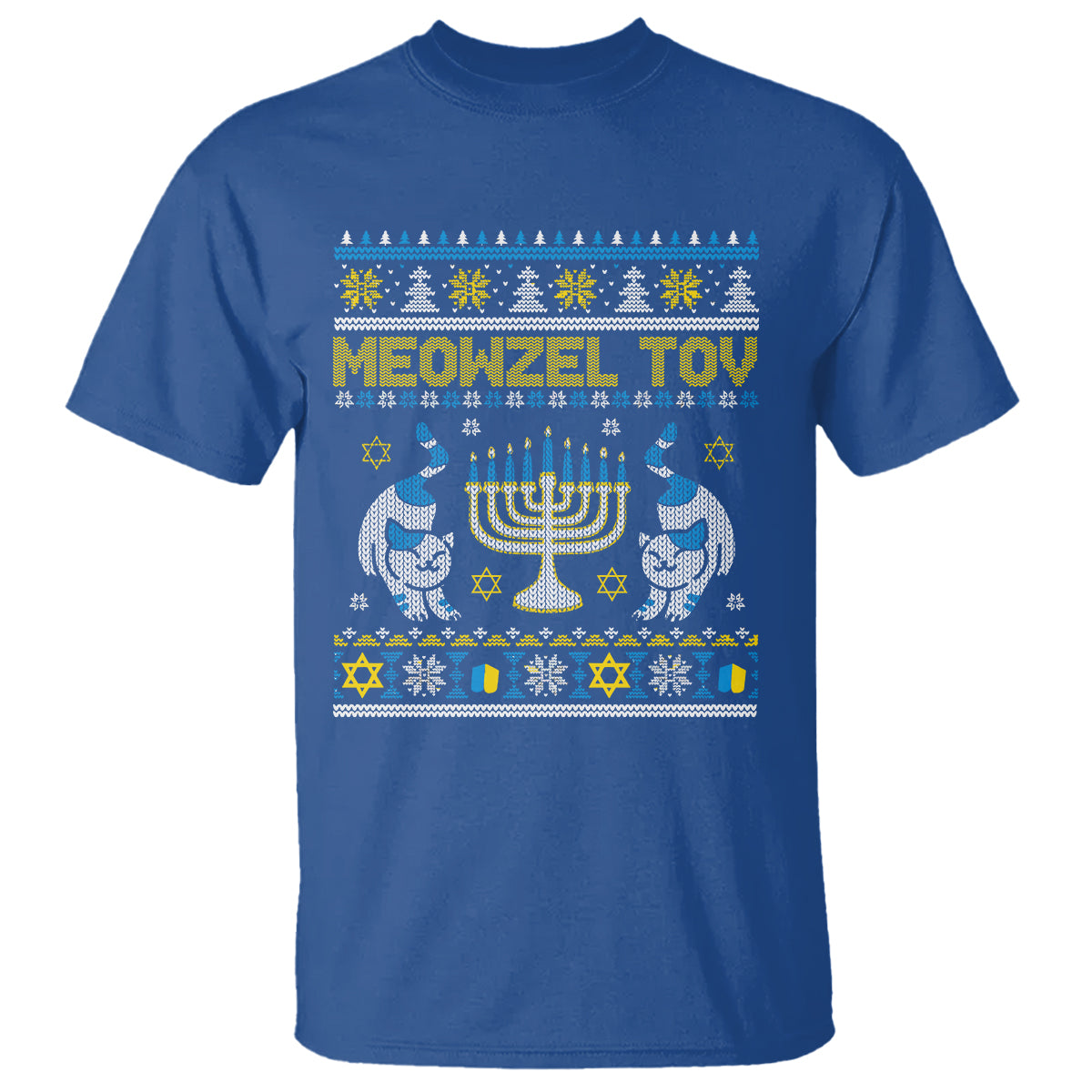 Hanukkah Cat T Shirt Meowzel Tov Funny Chanukah Jewish Cat Owner Ugly Hanukkah - Wonder Print Shop