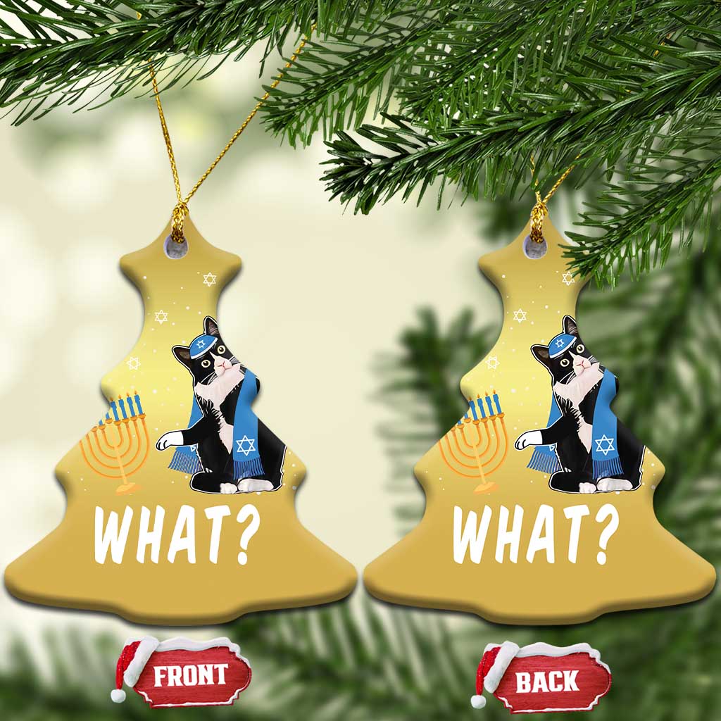 Funny Hanukkah Cat Christmas Ornament What Hanukcat Chanukah Jewish Festival - Wonder Print Shop