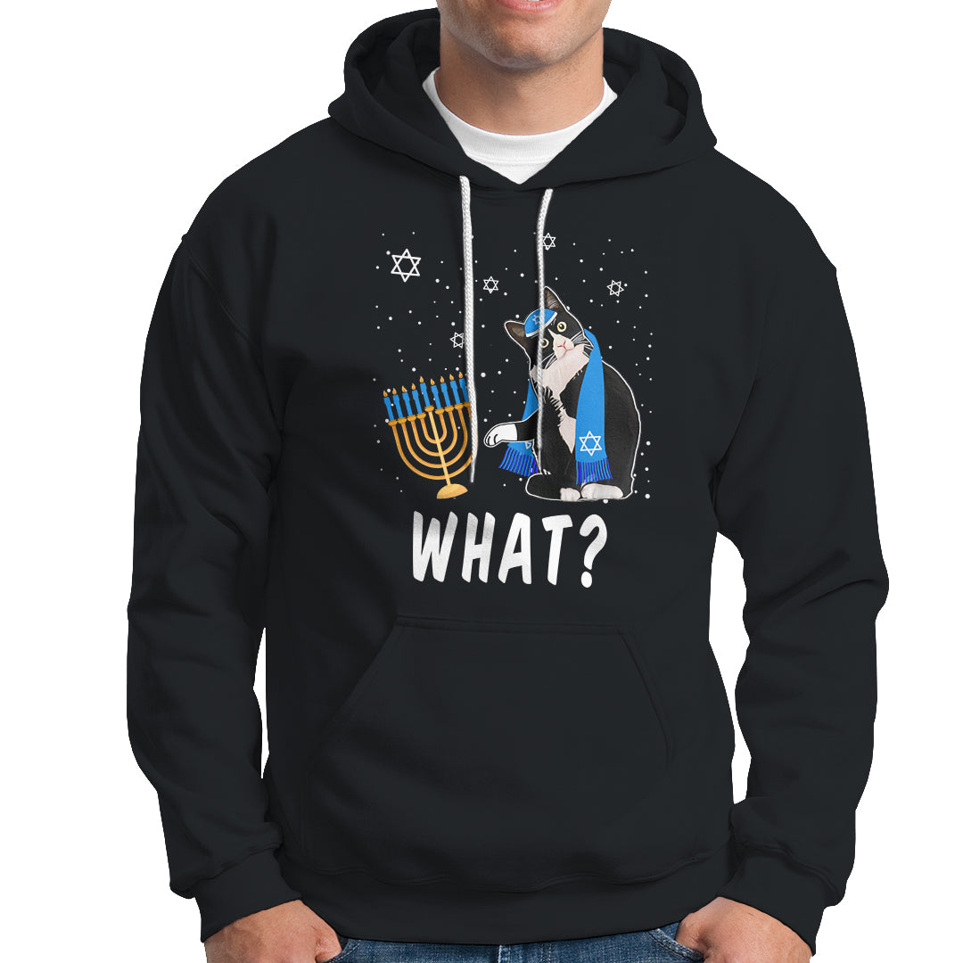 Hanukkah Cat Hoodie What Hanukkah Cat Funny Chanukah Jewish Women Girls Kids - Wonder Print Shop