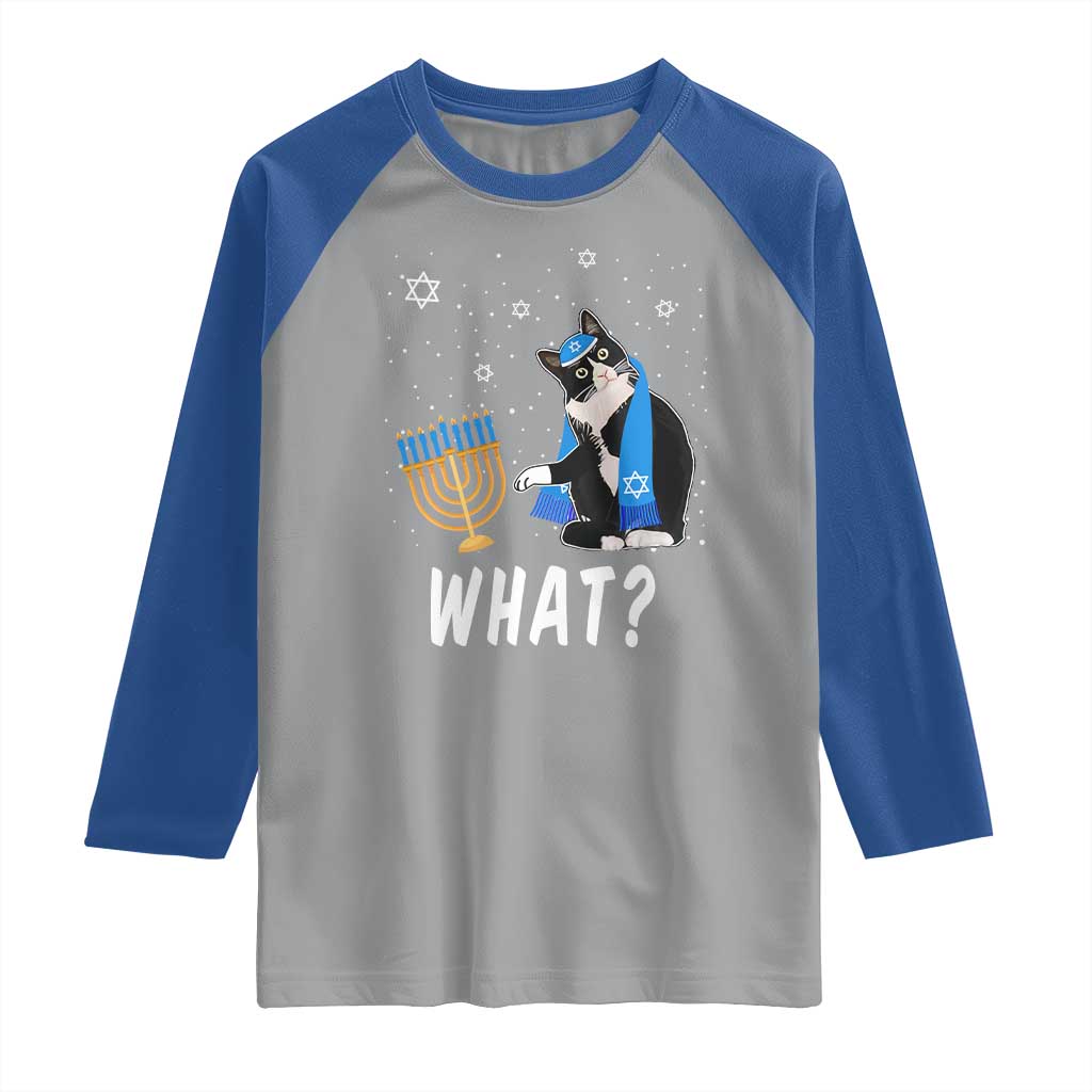 Funny Hanukkah Cat Raglan Shirt What Hanukcat Chanukah Jewish Festival